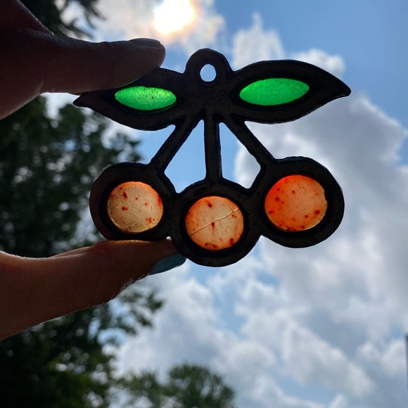 Vintage Stained Glass Cherry Sun Catcher